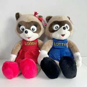 非売品 ノベルティ 当選品 ロッテ LOTTEWORLD ロッテワールド キャラクター LORRY LOTTY ぬいぐるみ ペア セット KOREA 韓国製 動物 当時物