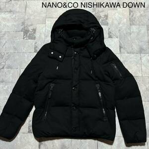 NANO&CO NISHIKAWA DOWN ナノユニバース 西川ダウンコラボダウンジャケット 表地ウール POLANDO フード取り外し可ブラックサイズM 玉FS1440