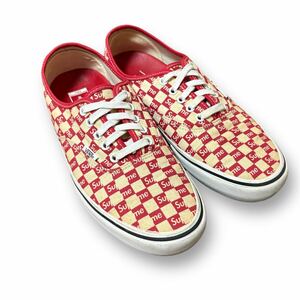 Supreme VANS Checker Logo Authentic Pro 16AW シュプリーム　バンズ オーセンティック プロ レッド アイボリー US10.5 (28.5cm