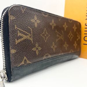 1円●LOUIS VUITTON ルイヴィトン ジッピーヴェルティカル モノグラム マカサー 長財布 ロングウォレット ラウンドファスナー メンズ 