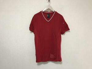 本物ガスGASコットンVネック半袖Tシャツメンズアメカジサーフミリタリースーツ赤レッドLイラン製