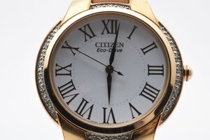 石付き 稼動品 シチズン エコドライブ E031-S110050 ラウンド ゴールド ソーラー レディース 腕時計 CITIZEN