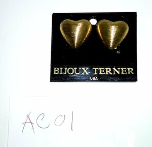 #AC01- ゴールドカラー　イヤリング　 USA製　未使用　レトロビンテージ