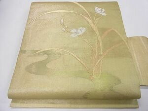 平和屋1■夏物　九寸名古屋帯　流水枝花文　金糸　鈴乃屋扱い　逸品　CAAE8542fb