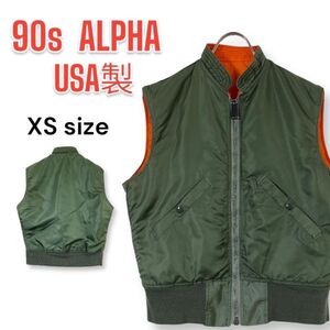 【レア】90s USA製 ALPHA アルファ フライトベスト FV-2 VEST FLYER