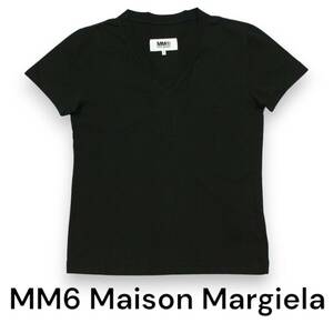 MM6 Maison Margiela　半袖　Tシャツ　レディース　1枚でもインナーでも　Vネック　ブラック　サイズS