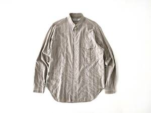 希少美品 90s Giorgio Armani ストライプシャツ アイボリー ベージュ ビッグボタン◎ イタリア製 White Archive Euro Vintage Linen 70s80s