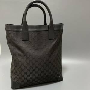 1円 GUCCI グッチ 002 1121 1669 GG柄 GGキャンバス×レザー ハンドバッグ トートバッグ レディース メンズ ブラック系 正規品本物