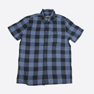 ★SALE★Hollister/ホリスター★ブロックチェック半袖シャツ (Heather Navy/Black/S)