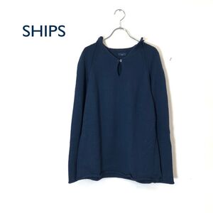 1D1305-O◆SHIPS シップス ラグランスリーブ ニット セーター◆sizeM ネイビー ウール100