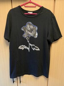 正規 17SS Dior Homme ディオールオム KRIS VAN ASSCHE クリスヴァンアッシュ 薔薇 クルーネック Tシャツ 黒 M 733J603I9612