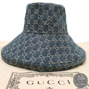 GUCCI グッチ 631958 エコ ウォッシュド デニム ワイド ブリム ハット 新品同様 未使用 質屋