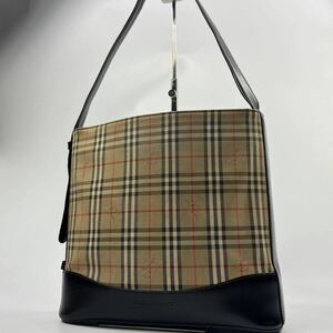 1円〜【美品】 BURBERRY バーバリー ショルダーバッグ ノバチェック トートバッグ ワンショルダー 肩掛け レザー ブラック 黒 鞄