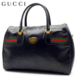 GUCCI シェリーライン レザー トートバッグ 黒 オールドグッチ グッチ ブラック