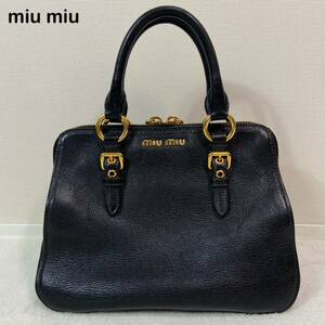 ☆美品☆ miu miu ミュウミュウ　レザー　ハンドバッグ　ブラック