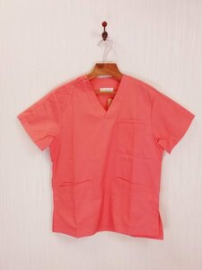 LU0323 ○送料無料 古着 レディース ナース服 Sサイズ ピンク ナースジャケット Vネック 介護服 作業用 病院服 ナースウェア 半袖 看護