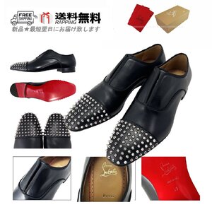 J502(43).. Christian Louboutin クリスチャン ルブタン 靴 ローファー スパイク イタリア製 ★ ブラック