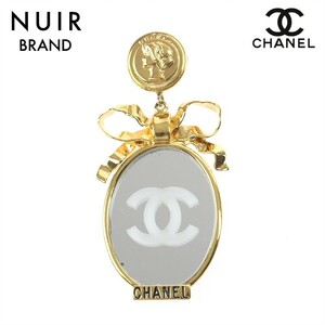 シャネル CHANEL ブローチ ココマーク ミラー リボン ゴールド