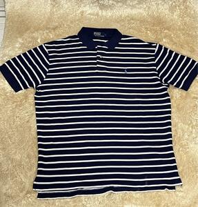 即決★訳あり 新品 POLO RALPH LAUREN★L 半袖ポロシャツ ポロラルフローレン ボーダー ネイビー