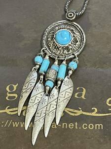 goa g.o.a vintage feather wing necklace turquoise ゴア フェザー ネックレス 00