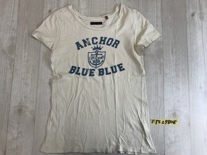 BLUE/BLUE レディース 日本製 ロゴプリント 半袖Tシャツ S ベージュ