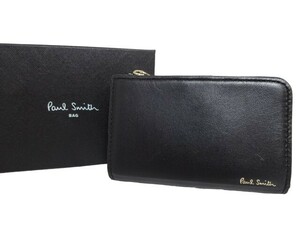 新品未使用 正規品 ポールスミス Paul Smith コインケース キーケース キーリング マルチストライプ ブラック 羊革 レザー BPS280-10