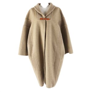 極美品◎HERMES エルメス 18AW カシミヤ100％ セリエボタン ショールカラー ダブルフェイス コート ベージュ 38 仏製 正規品 レディース