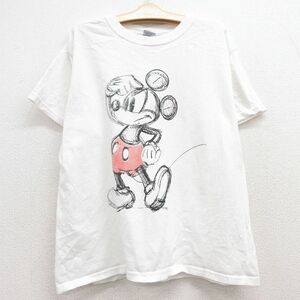 古着 半袖 Tシャツ キッズ ボーイズ 子供服 ディズニー ミッキー コットン クルーネック 白 ホワイト 24feb20 2OF