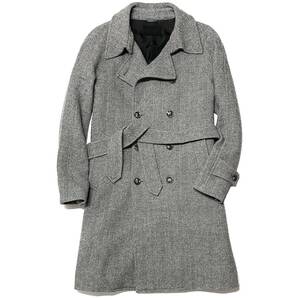 定価10万 junhashimoto WOOL TWEED BELTED COAT 3 ジュンハシモト ツイードベルテッドコート akm wjk 1piu