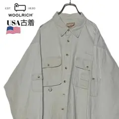 90s USA古着 ウールリッチ ワークシャツ アイボリー XL コットンシャツ