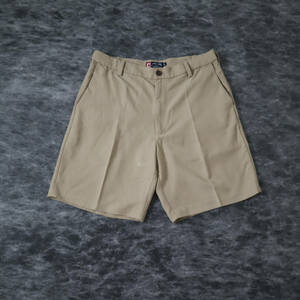 P944 CHAPS Wide Silky Slacks Shorts Beige 34inch チャップス スムースポリ ワイド スラックス ショーツ ハーフパンツ W34