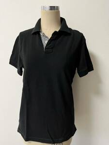 ポロシャツ UNIQLO ブラック S 半袖 ウォッシュポロシャツ　メンズ黒 半袖ポロシャツ