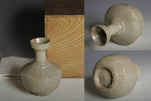 8022 朝鮮美術 高麗 李朝徳利(木箱) 徳利 酒器 検:朝鮮古陶器 高麗 李朝 古陶器 古玩 唐物