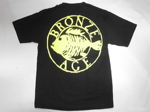 JB即決 BRONZE AGE ブロンズエイジ 限定ネオンカラーシリーズ ROUND ラウンド サークル フィッシュ Tシャツ 黒x黄 Sサイズ　新品 USA