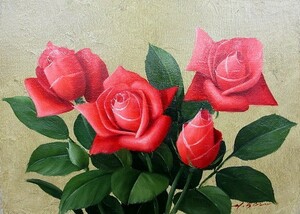 油彩画 洋画 (油絵額縁付きで納品対応可) M20号 「ばら１ 薔薇１」 安田 英明