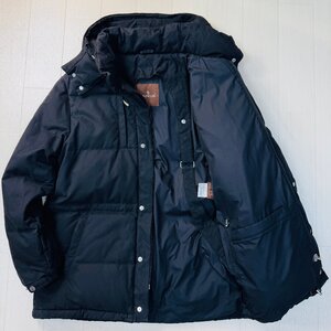 美品/1 M相当★モンクレール/MONCLER フーデット ダウンジャケット コート コットン生地 肉厚極暖 アウター 内肩ベルト メンズ 黒