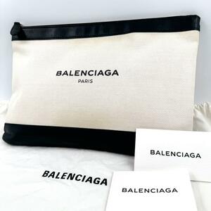 【圧倒的存在感】BALENCIAGA　バレンシアガ　セカンドバッグ　クラッチバッグ　キャンバス　レザー　ショップカード　保存袋　付き