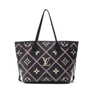 LOUIS VUITTON ルイヴィトン モノグラム アンプラント ネーヴァフルMM トートバッグ レザー ノワール×アイボリー×ピンク