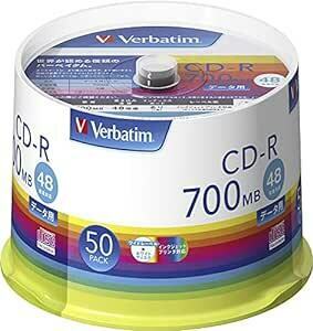 バーベイタムジャパン(Verbatim Japan) 1回記録用 CD-R 700MB 50枚 ホワイトプリンタブル 48倍速 S