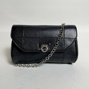 2405-31-1｜極美品｜Salvatore Ferragamo サルヴァトーレフェラガモ ハンドバッグ レザー ブラック ガンチーニ チェーンショルダー