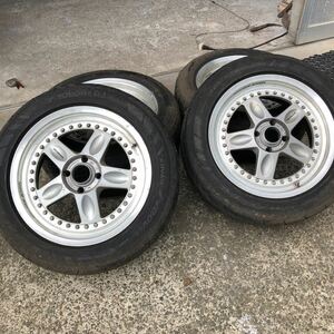 USED VOLK RACING ボルクレーシング　16インチ4穴　アルミホイール　16×JJ ４本　旧車　RAYS ENG タイヤ付き　アルミホイール　