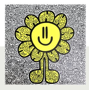 Mr.Doodle ミスター・ドゥードゥル Heartland 2019年作 ED:100シルクスクリーン 版画 現代アート キースヘリング バンクシー Yellow Flower