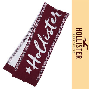 新品 HOLLISTER MUFFLER ホリスター マフラー マルーン ホワイト ストール メンズ レディース カリフォルニア アクリル ナイロン 正規品