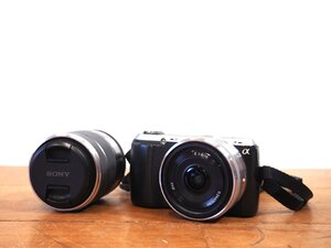 ☆【2T1011-7】 SONY ソニー NEX-C3、SEL16F28、SEL1855 レンズ2点セット 一眼レフカメラ ジャンク