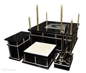 【寺院仏具】黒塗り　3.5尺　新型二重護摩壇・大壇　ケイ台付(磬台)　国内自社工場制作　(受注生産品)(商品番号11053k）