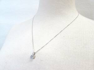 美品 ネックレス ペンダント ジルコニア 0.1ct スターリングシルバー 925刻印 スライドチェーン アクセサリー 服飾小物 袋付 A30