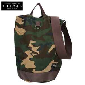 美品 PORTER ポーター 381-16834 PLATOON STAMP BAG プラトーン スタンプバッグ / トートバッグ ウッドランドサンドグリーン