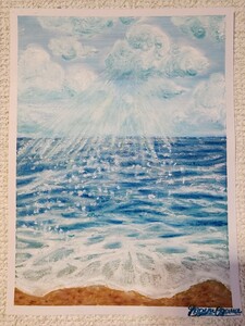 海　風景画　アート　インテリア　絵画　パステル画　アクリル画