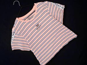 ROXY ロキシー ボーダー ロゴ Tシャツ sizeM/ピンク ■◆ ☆ ehd0 レディース