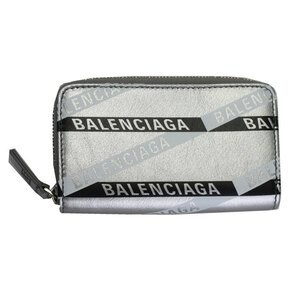 バレンシアガ コインケース メンズ レディース BALENCIAGA ロゴ レザー シルバー 551937 00T0N 1480